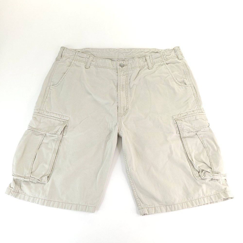 Levis Cargo Shorts Mens 38‎ x 11 Cream White Canvas Work Hiking Camping